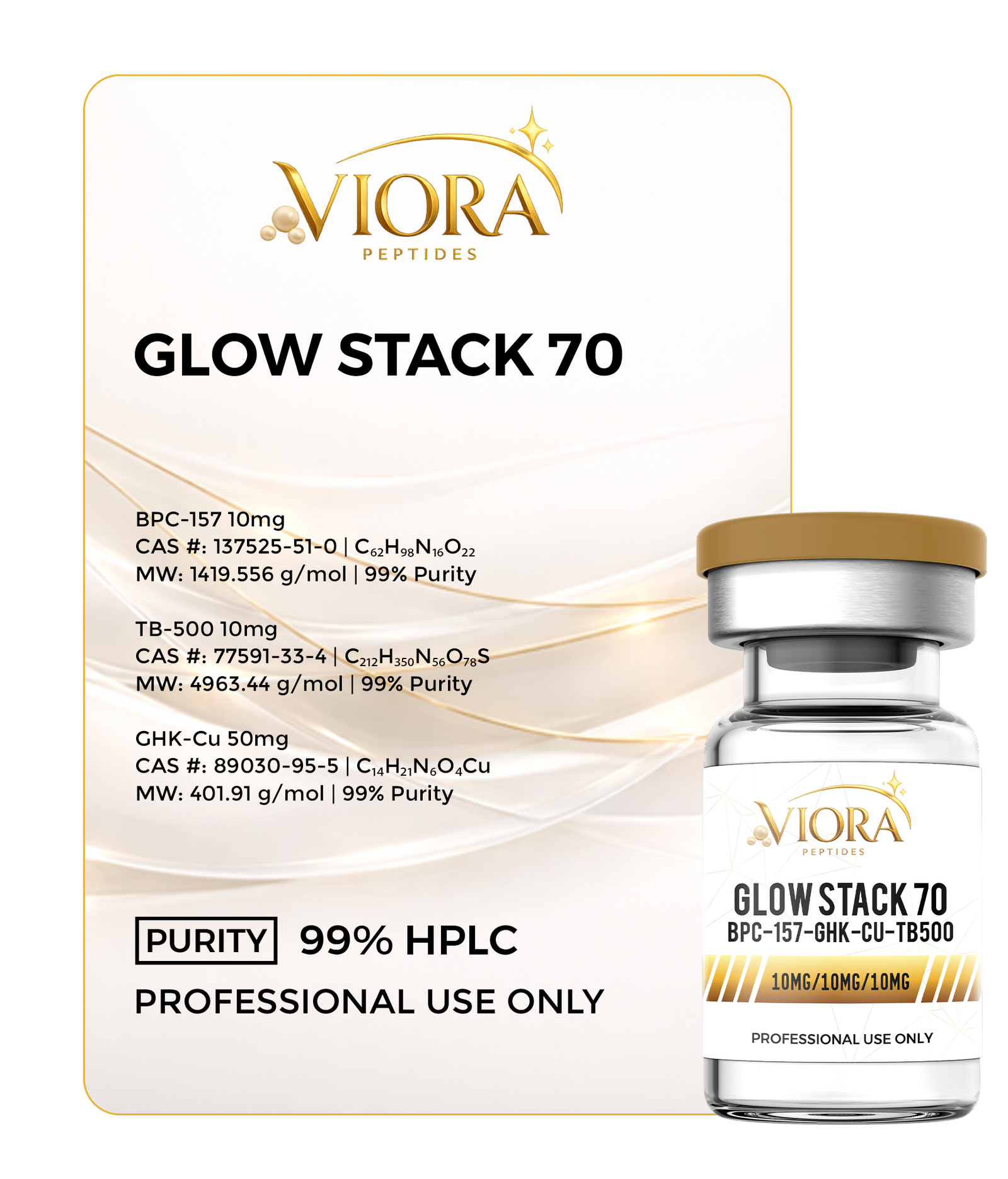 Glow Stack 70 BPC10mg GHK Cu50mg TB500 10mg - Image 2